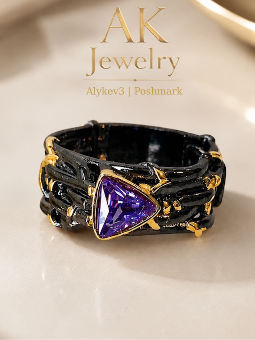 💎Unique Tanzanite 925 Sterling Silver, Black Stamped, Gold Accents, Rope Design